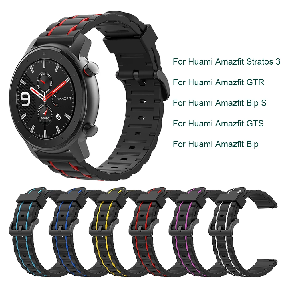 الفرقة ل COLMI P8 سيليكون سوار ل Huami Amazfit GTR 47 مللي متر 42 مللي متر ستراتوس 3 2/Amazfit بيب لايت/GTS/Bip S المعصم الفرقة watchband