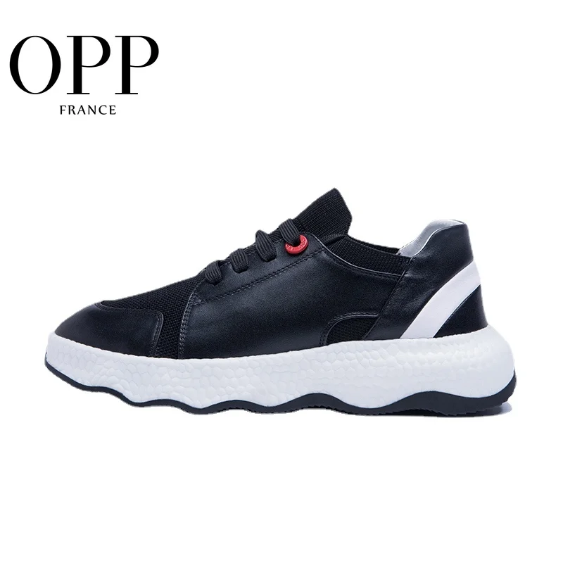 

OPP Men's Shoes Cow Leather Flats Fashion Shoes Genuine Leather Lace-up Sports Shoes Men's Casual Footwear Sneakers