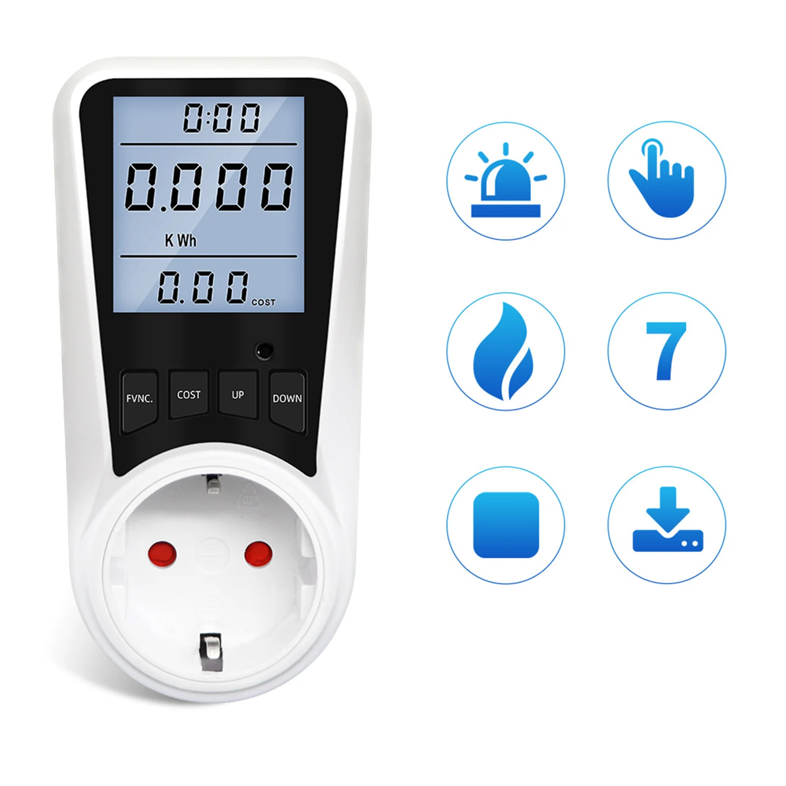 AC Digital Wattmeter  Power Meter LCD Energy Meter Power Monitor EU Plug Socket Power Kilowatt Wattage Voltage meter 220V llight