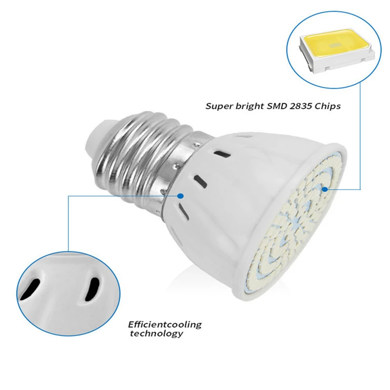 Phyto led gu10 hidropônico crescimento luz e27 led crescer bulbo mr16 espectro completo 60 80leds lâmpada planta 220v flor plântula fitoamp