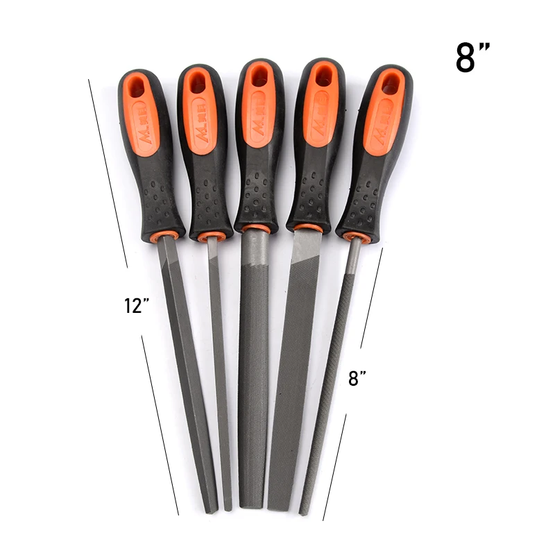 5pcs Medium-Toothed Metal Files Set for Metalworking Woodworking Steel Rasp File Flat Triangle Round Square Half-Round 6\