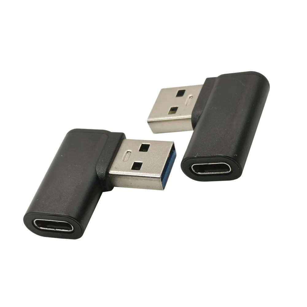 Переходник типа C «мама» на USB 3.0 «папа» USB C Адаптер под прямым углом 90-градусный левый и правый переходник из сплава Черный Серебристый