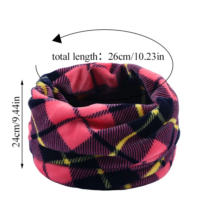 Women Men Fashion Winter Warm Scarf Plaid Print Chunky Cable Knit Wool Snood Infinity Neck Warmer Cowl Collar Circle Scarf