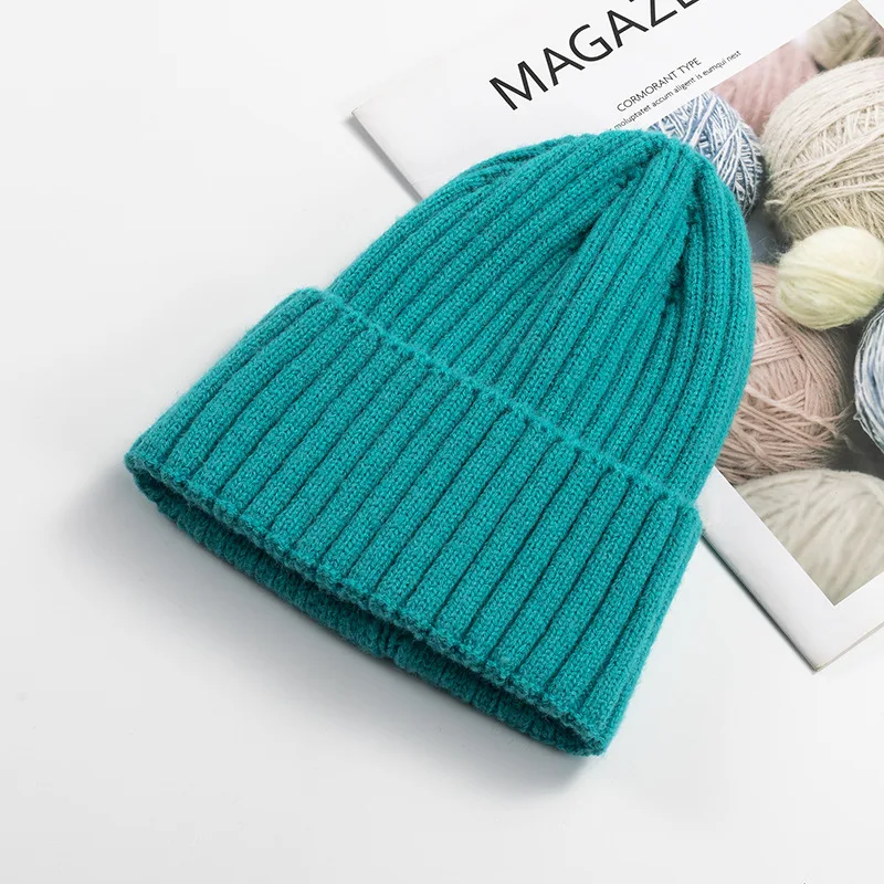 Unisex Winter Soft Warm Cotton cashmere Knitted Beanie Hat High Quality Cable Knit Plain Beanies