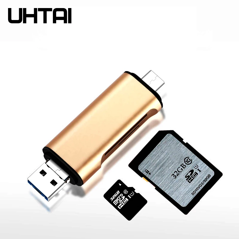 UTHAI C03 Type-C MicroUSB USB3.0 3In1 OTG Card Reader High-speed Universal TF/SD/V8 Adapter for Android PC Extension Headers