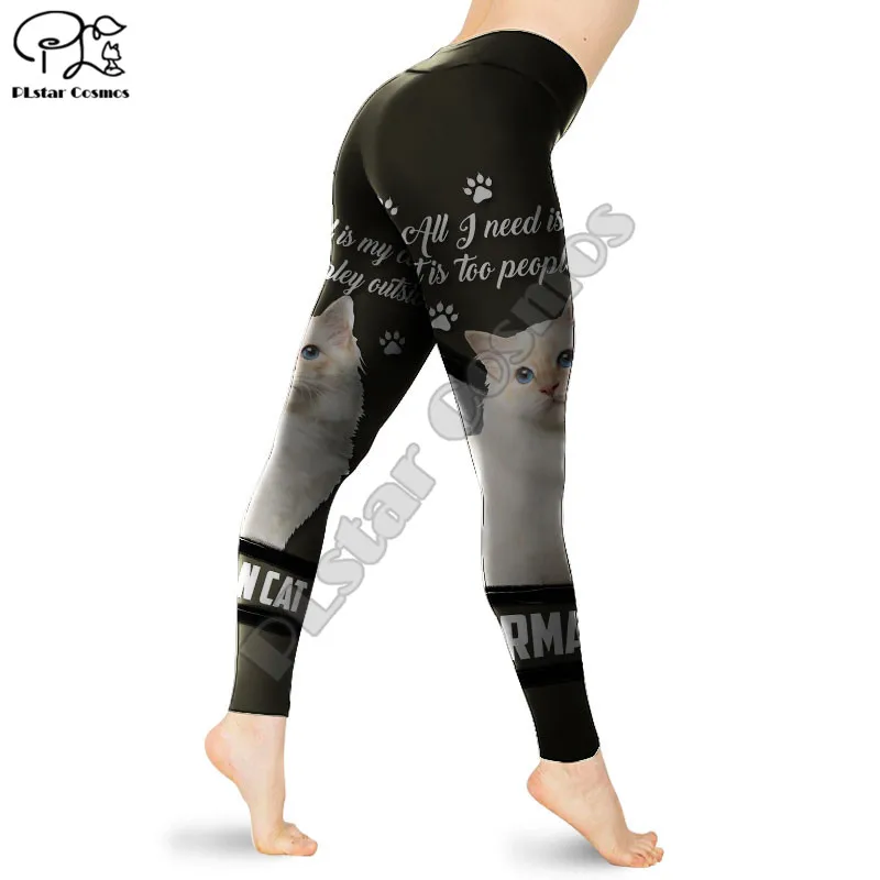 PLstar Cosmos Hohe Elastizität Nette Katze Gedruckt Mode Slim Fit Legging Workout Hose Casual Hosen Frauen Leggings Stil-81