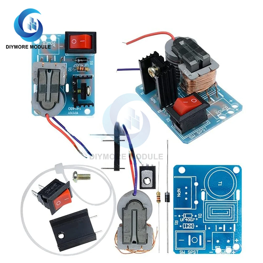 15KV High Frequency DC High Voltage Arc Ignition Generator Inverter Boost Step-Up 18650 DIY Kit U Core Transformer Suite 3.7V