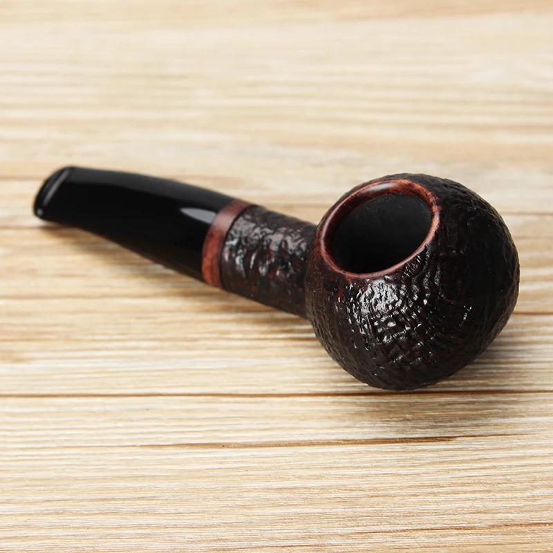 MUXIANG Classical Briar Wooden Smoking Pipe Bent Short Stem Tobacco Pipe Fits for 9mm Filter with 10 Cleaning Tools Kit aa0144PS