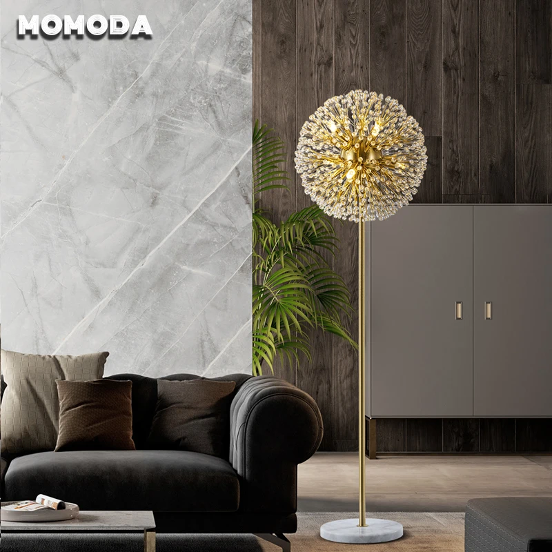 【Dandelion】Designer Creative Floor Lamps for Living Room Bedroom Bedside Study Post-modern LED Luxury Crystal Standing Lights