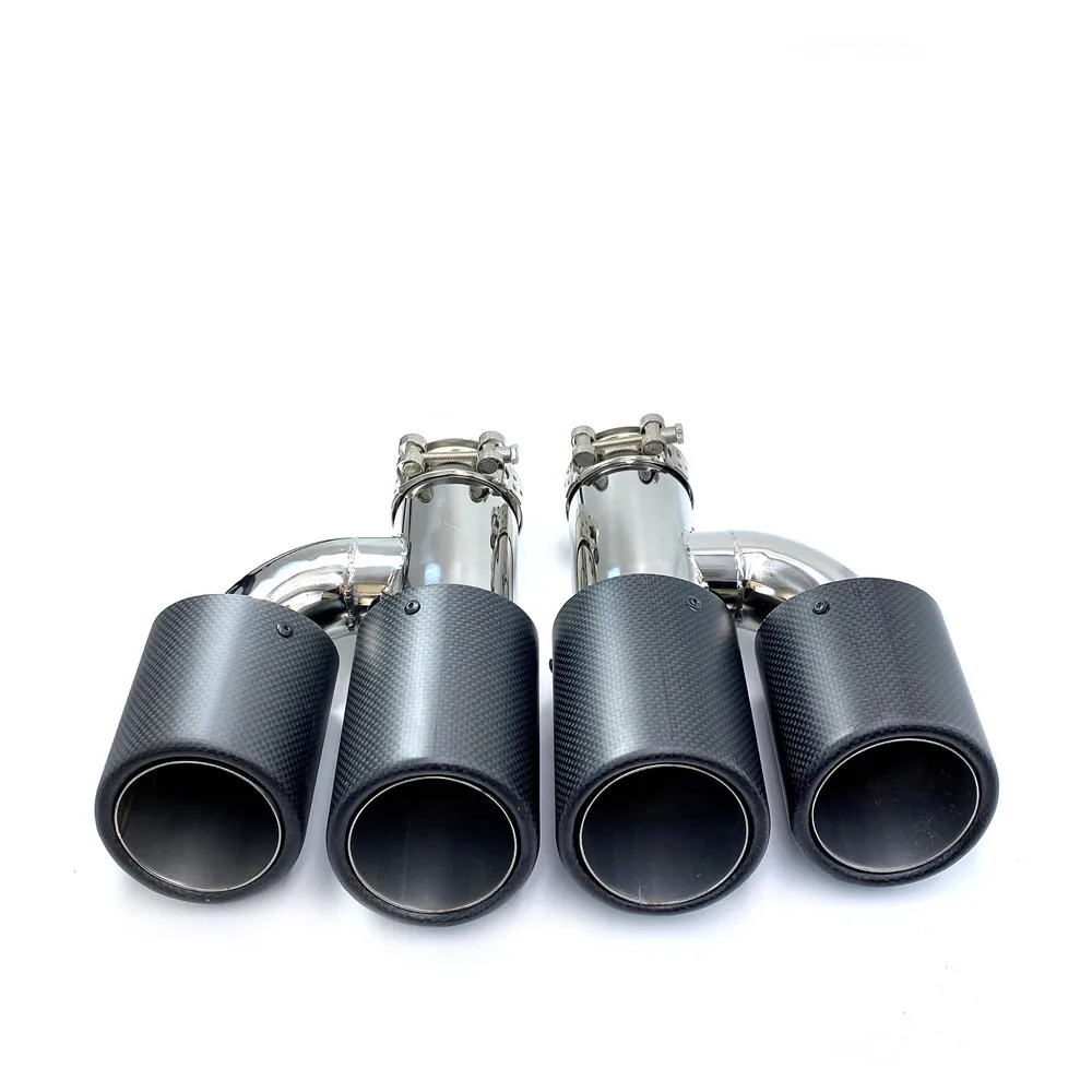 High Quality 2Pcs H Style Universal Dual Matt Carbon Fiber Exhaust Tip Stainless Steel Modified Exhaust Tip With Remus Logo