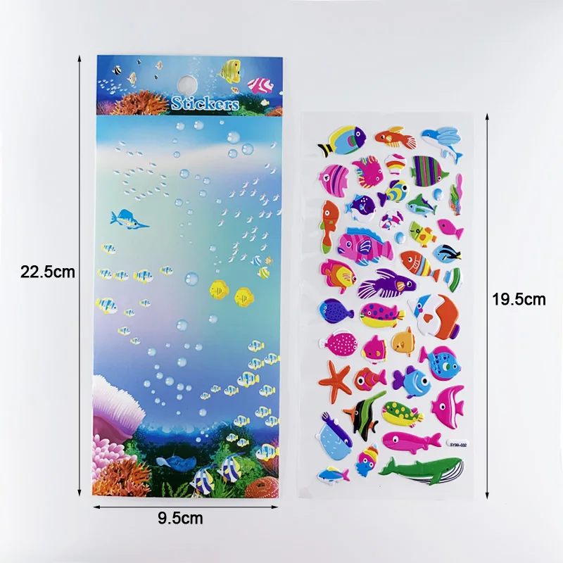 Random 3 Sheets/Set Marine Life Sea Fish Shark 3D Puffy Bubble Stickers Cartoon DIY Scrapbook Sticker For Kids Boy Girl Toy Gift