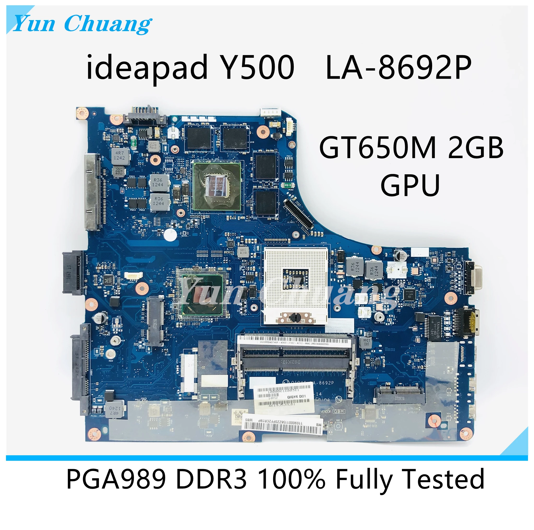 

90001156 QIQY6 LA-8692P Mainboard For Lenovo ideapad Y500 Laptop motherboard HM76 DDR3 GT650M 2G Video Card 100% test work