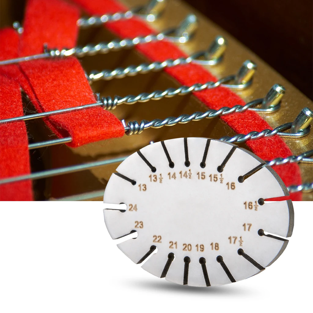 NAOMI Piano String Ruler Oval Shape Board Ruler Tuning Pin Diameter Measuring Instrument Piano Wire Gauge 13-24 Number