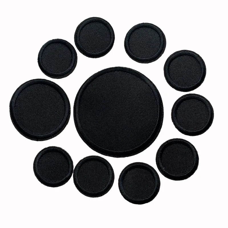 5Pcs Black Round Patches For Clothes Iron on Patch Embroidered Applique Sticker DIY Badges Decorative 2.5cm 4.5cm 6.2cm