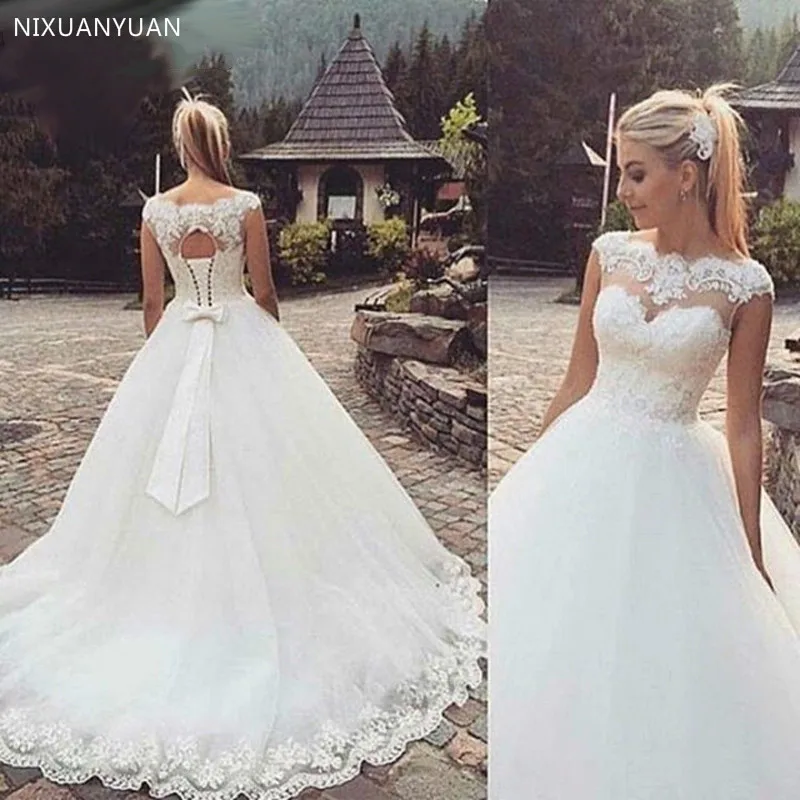 

2023 Wedding Dresses Vestido De Noiva Cap Sleeve White Ivory Lace Appliques Bead Ball Gown Bridal Dress Robe De Mariee