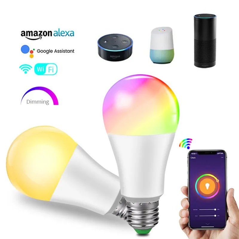 Smart LED Light Bulb 7W 15W Wifi RGB Lamp E27 Color Dimmable Led Bulb Work With Tuya Smart Life APP Voice Control Alexa Google