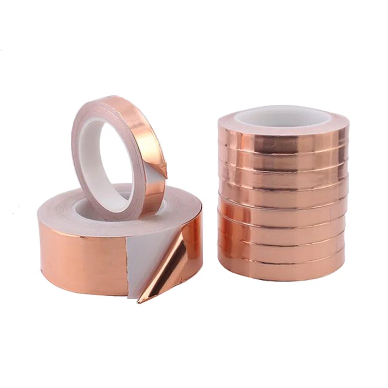 20 미터 단일 가이드 구리 테이프 0.05 두꺼운 구리 테이프 구리 호일 테이프 차폐 테이프 3mm 4mm 5mm 6mm 7mm 8mm 10mm 12mm 18mm