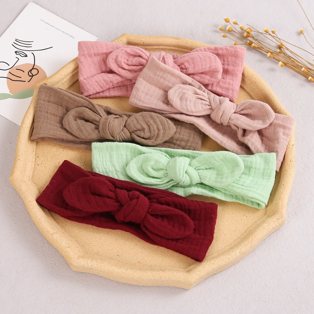 

20pc/lot 2021 Baby Cotton Bunny Ear Bows Headband Ribbed Bowknot Head wraps Kids Top Knotted Turban Children Girls Headdress