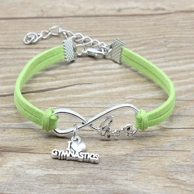 Minimalist Best Friends Friendship Gift Infinity Love I Love Gymnastics Charm Suede Leather Adjustable Bracelets Women Jewelry