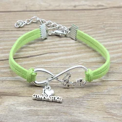 Minimalist Best Friends Friendship Gift Infinity Love I Love Gymnastics Charm Suede Leather Adjustable Bracelets Women Jewelry