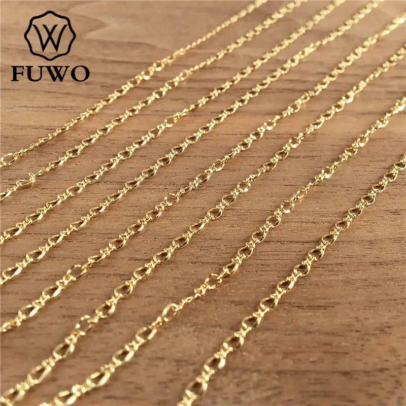 FUWO Wholesala High Quality Brass Chain With 24k Gold Dipped Anti-Tarnish Oval Chain For Necklace Making 2*3mm 10Meter/Lot NC010