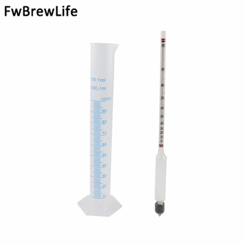 0-100% Alcohol Hydrometer Tester Plastic Measuring Cylinder Alcoholmeter Wine Vintage Whisky Distilling Beer Brewing