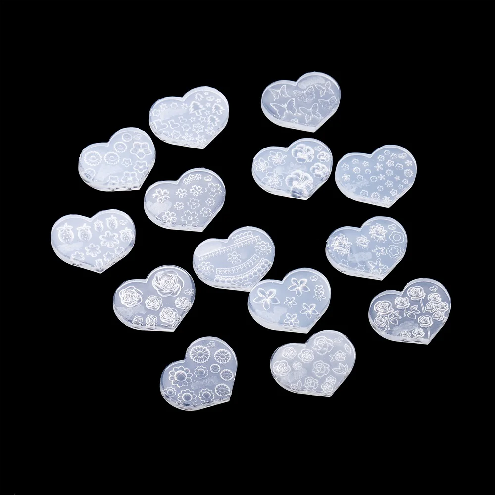 3D Tiny Nail Art Silicone Mold Flowers Heart Skull Epoxy Resin Casting Moulds for DIY Epoxy Resin Nail Art Crafts Accesscories