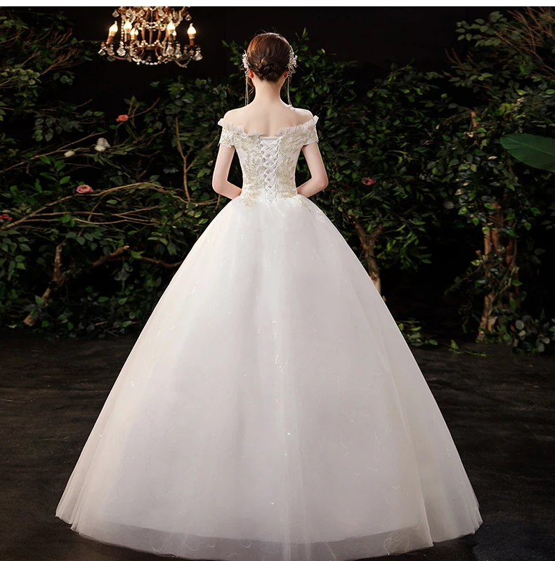 Light Wedding Dress 2023 New Arrivals Boat Neck Floor-length Princess Ball Gown Simple And Elegant Bride Dress