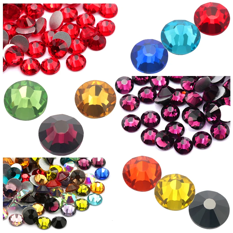 

Large Size SS34 (7.1mm-7.3mm) Colorful Crystal With Non-hotfix Glass Glue On Flatback Rhinestone For Clothes Wedding dress