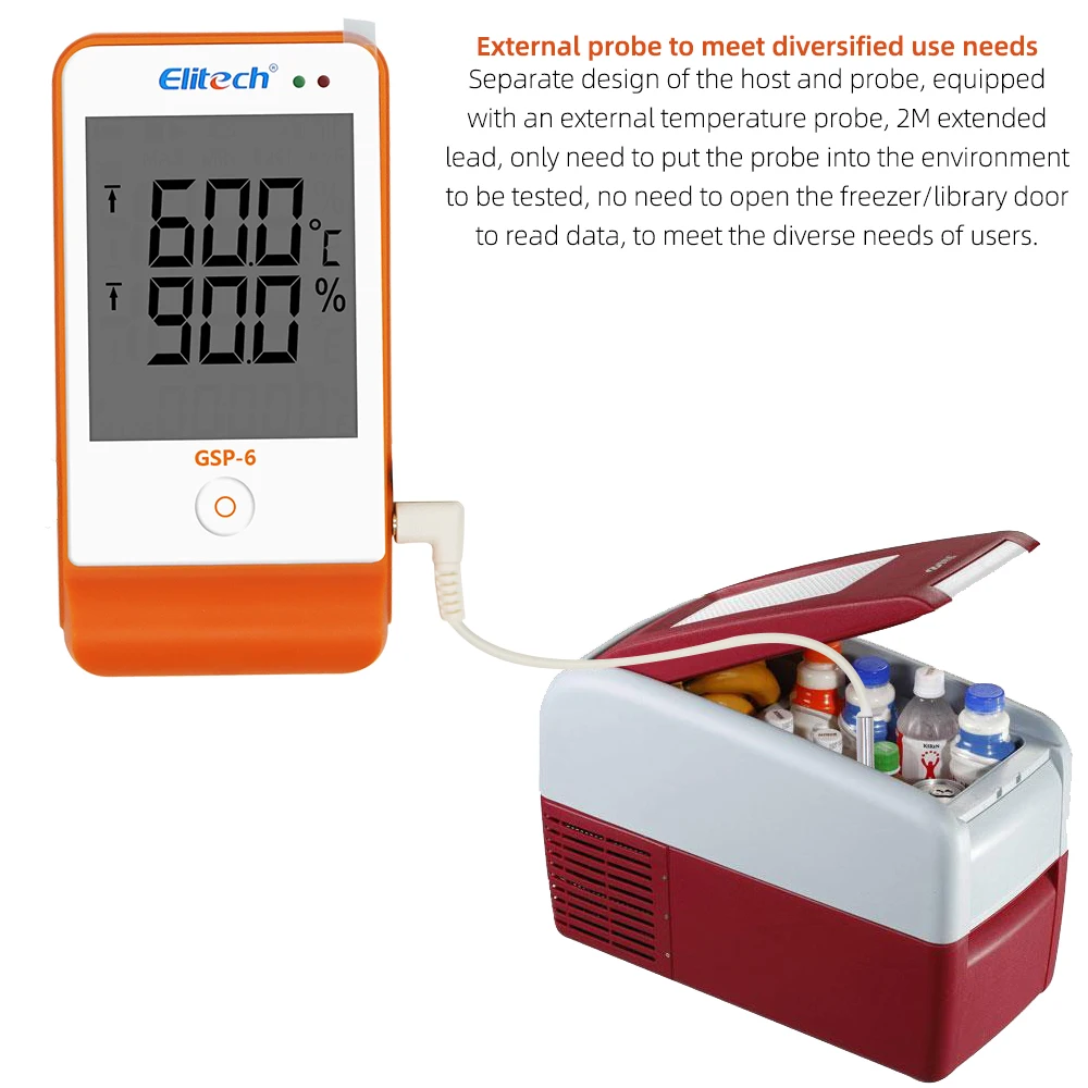 Temperature Humidity Monitor Thermometer Digital Data Logger Recorder Elitech GSP-6 16000 Points Home Refrigeration Cold Chain