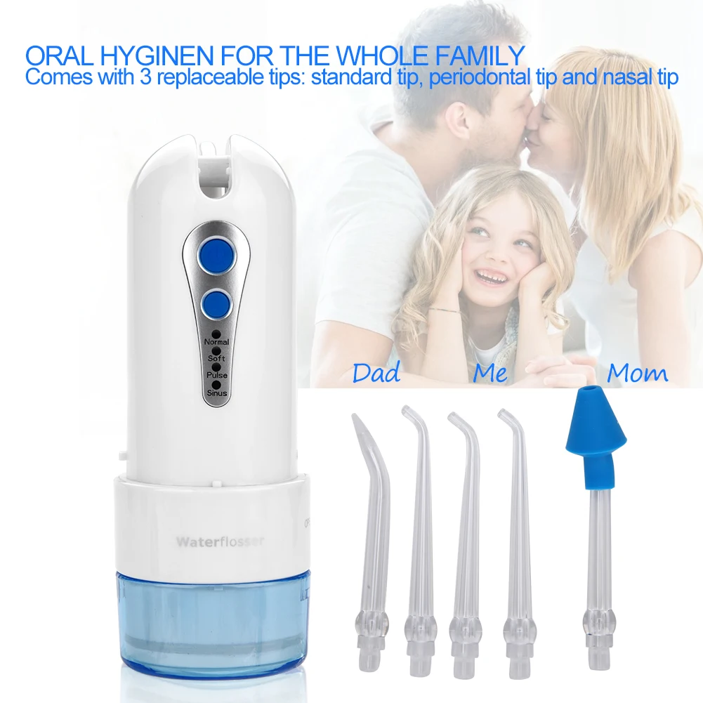 Pulsa Listrik Portabel Irigator Oral Flosser Air Flossing Jet Gigi Hidung Bersih Langit Biru 360 Ujung Diputar IPX7Waterproof