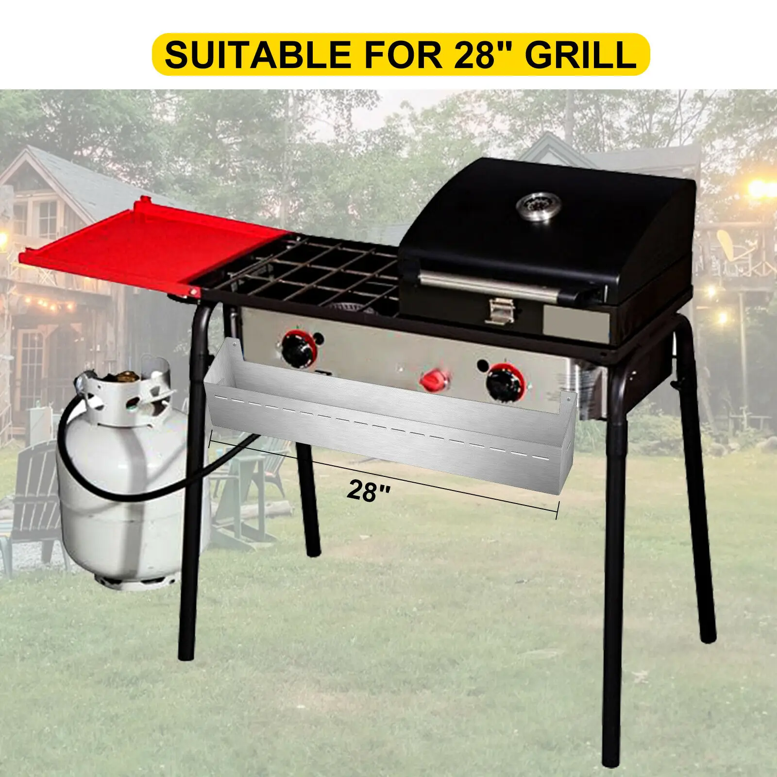 VEVOR 28 Inch Trước Khay Vỉ Nướng Inox Sáng Bóng Dễ Dàng Lắp Đặt Sạch Bền Tinh Tế Ruộng Bậc Thang Sân Ngoài Trời