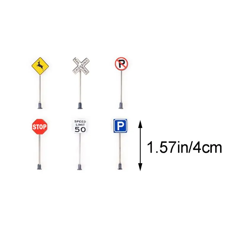 14pcs/set 1/87 Scale Model Mini Signs Building Sand Table Model Accessories Micro Landscape Decoration Road Sign