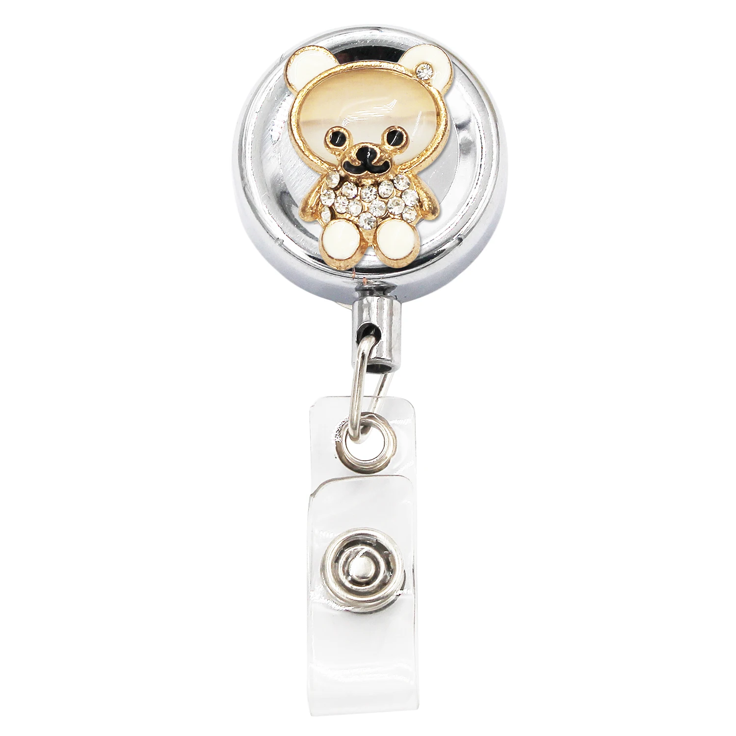 Bling Fox Animal Badge Reel ID Retractable Badge Holder Belt Clips Metal Heavy Duty Steel Wire Cord