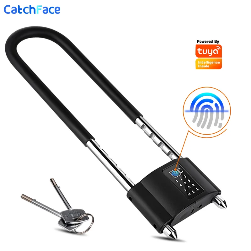 

Waterproof Bluetooth APP Control Bicycle U Shape Lock Smart Bike Lock with TUYA APP Passcode Fingerprint Safe Digital Electronic