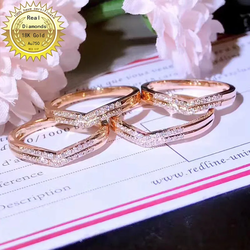 

18k gold diamond ring Engagement&Wedding Natural Real Diamond Ring Jewellery have certificate 002