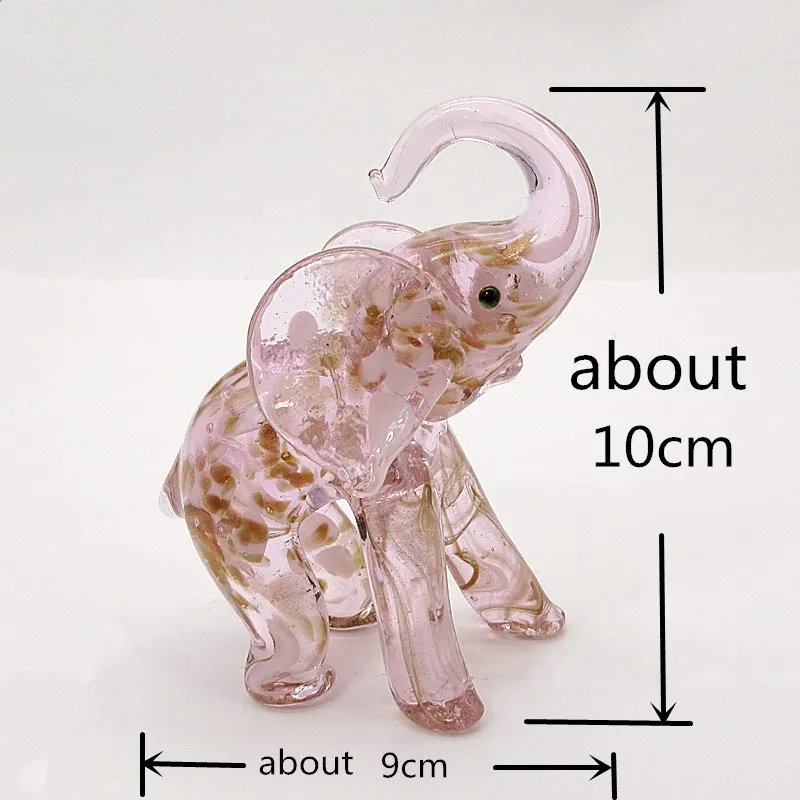 Murano Glass Elephant Miniature Figurine Gold Silver Foil Animal Statue Craft Ornaments Home Decor Collection Festival Xmas Gift