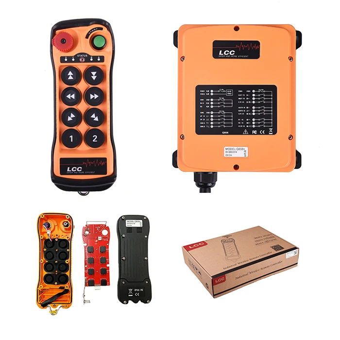 

Q808 8 buttons push button double speed industrial radio remote control for crane