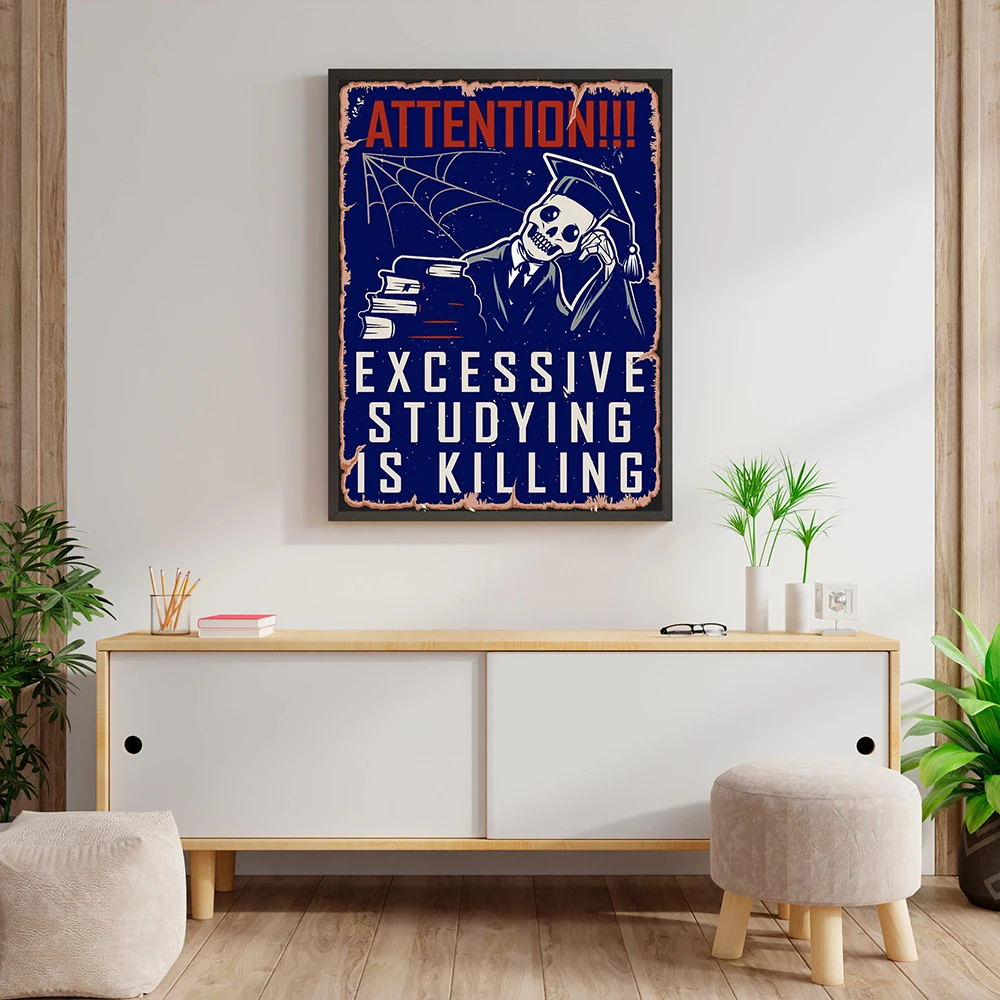 Learning is Killing Retro Wall Poster Skull Head Abstract Art Print Modern Canvas Painting Living Room Nordic Home Decor Picture
