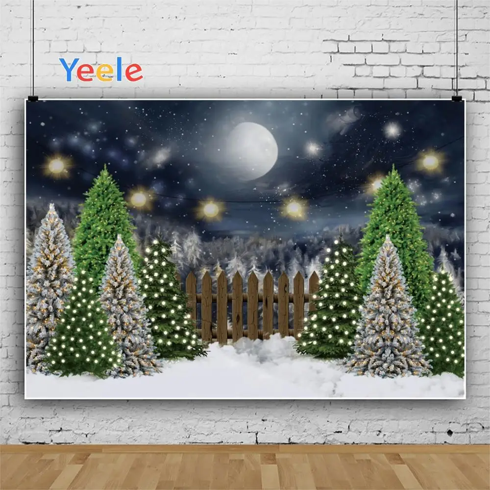 Yeele-خلفية لصور السماء المرصعة بالنجوم والقمر ، حجم مخصص ، خلفية للصور الفوتوغرافية ، أشجار الكريسماس ، الثلجية ، للزينة
