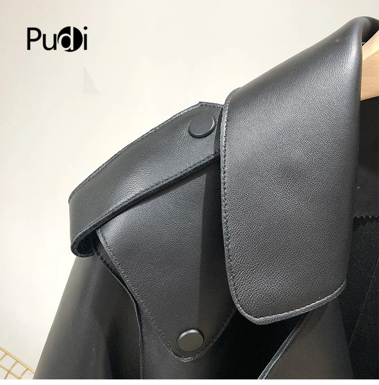 PUDI Real Sheep Skin Coat Jacket Overcoat Women\'s Winter Warm Coat Genuine Leather Inside Winter Coat CT936