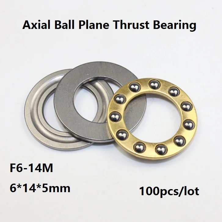 

100pcs/lot F6-14M 6×14×5mm High Quality Axial Ball Plane Thrust Bearing Miniature bearing steel 6*14*5mm plane ball bearing