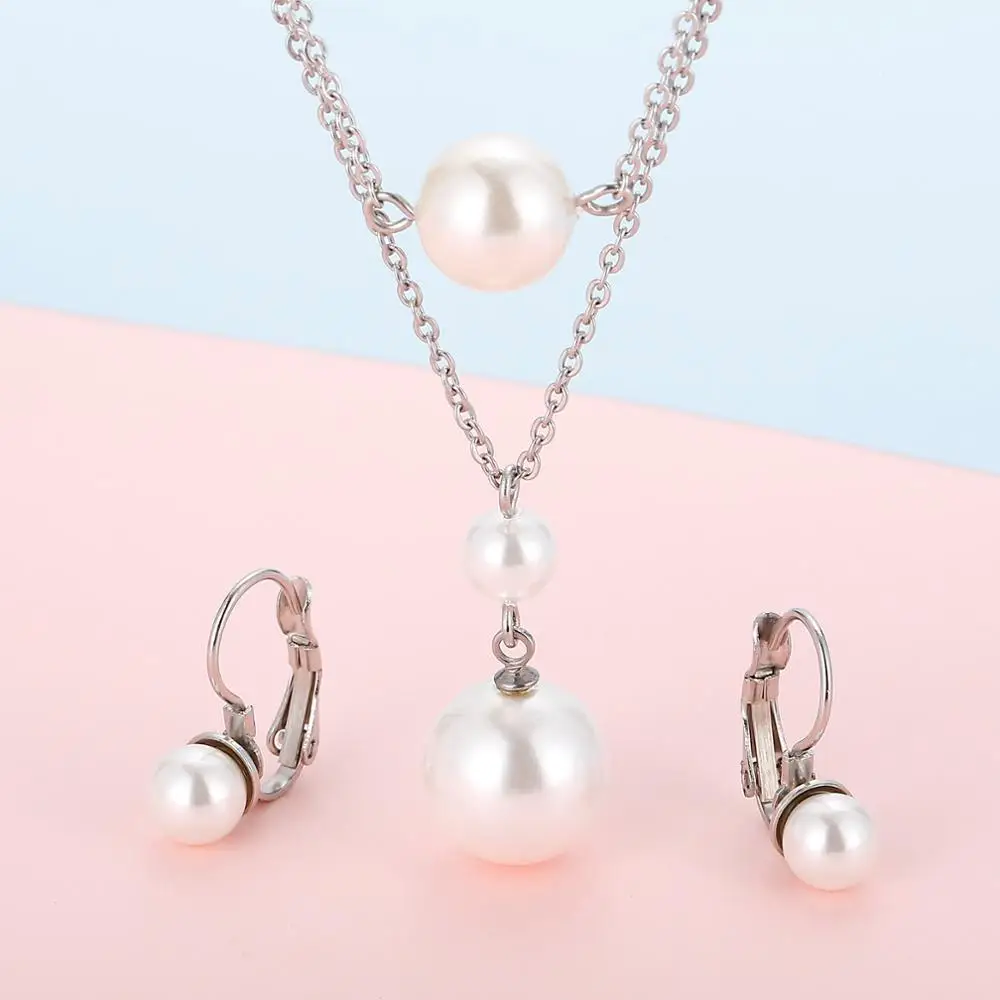 KALEN اللؤلؤ الذهبي الصلب اللون سلسلة قلادة القرط مجموعات مجوهرات بسيطة التقوقع قلادة قلادة المرأة 2020 مجوهرات جديدة #5