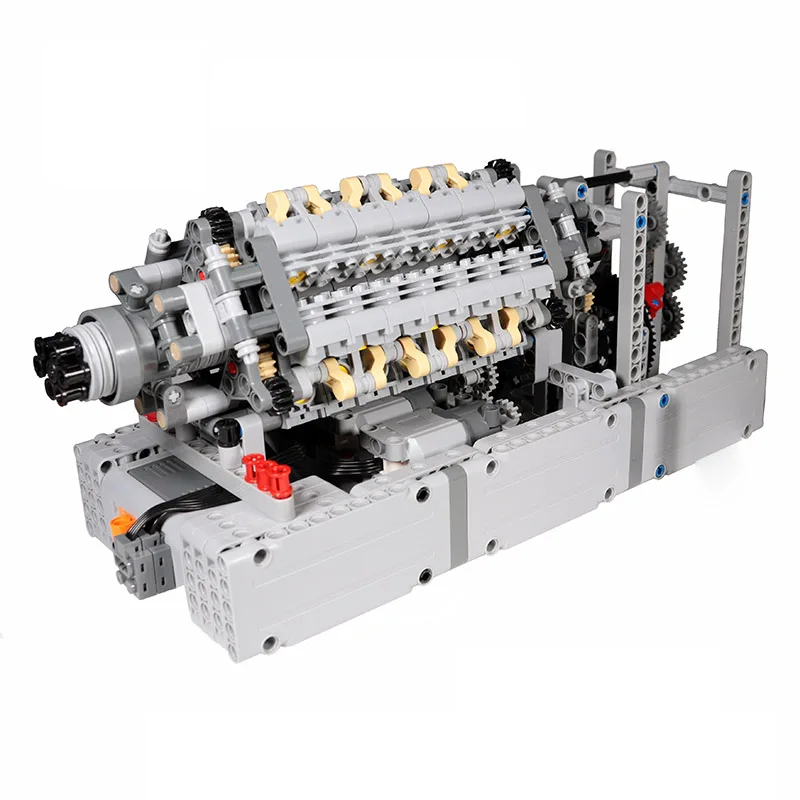 MOC Technical V8 16-Cylinder Engine Unit V6 V8 V12 W12 V16 W16 Engine Building Block Bricks Kits Model Parts Children DIY Toys