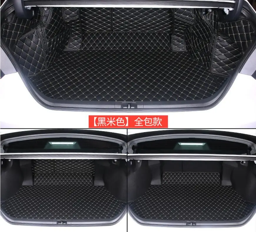 Car Embroidery Leather Full Rear Trunk Tray Liner Cargo Mat Floor Protector Foot Pad Mats For Toyota Camry 2018 2019