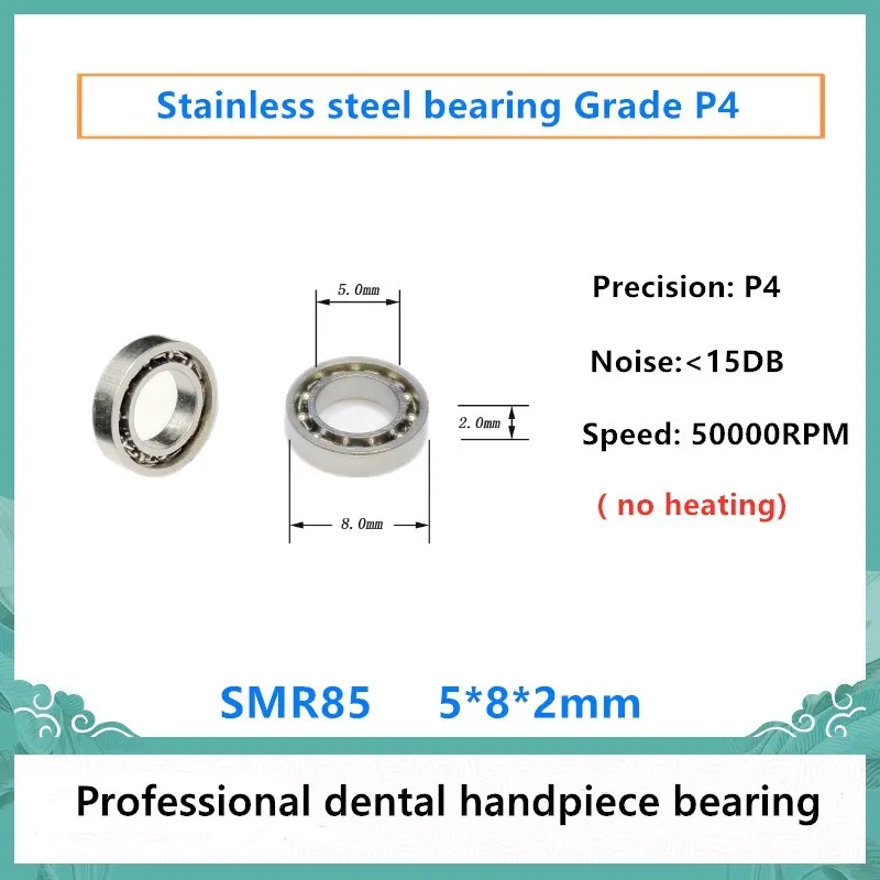 

20pcs high quality Dental Handpiece bearing SMR85 5x8x2mm P4 stainless steel ball bearings 50000rpm no heating