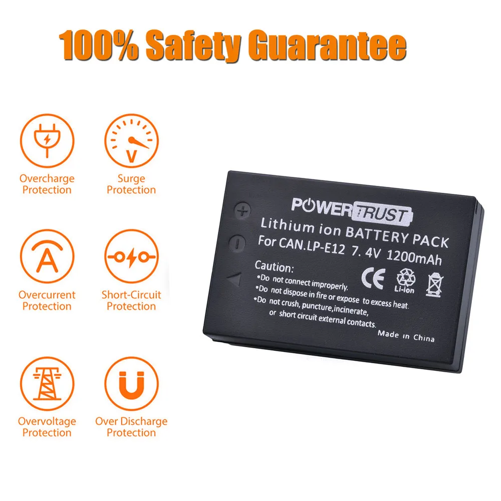 LP-E12 LP E12 LPE12 1200mAh Camera Batteries for Canon SX70 HS Rebel SL1 EOS-M EOS M2 EOS M10 EOS M50 EOS M100 EOS M200 Battery