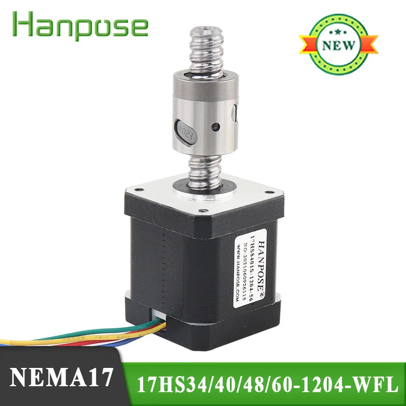 

4401S 6401S nema17 stepper motor 1.8A 52N.CM 17HS8401S SFU1204 ballscrew Flange free straight nut L100-350MM 42 motor