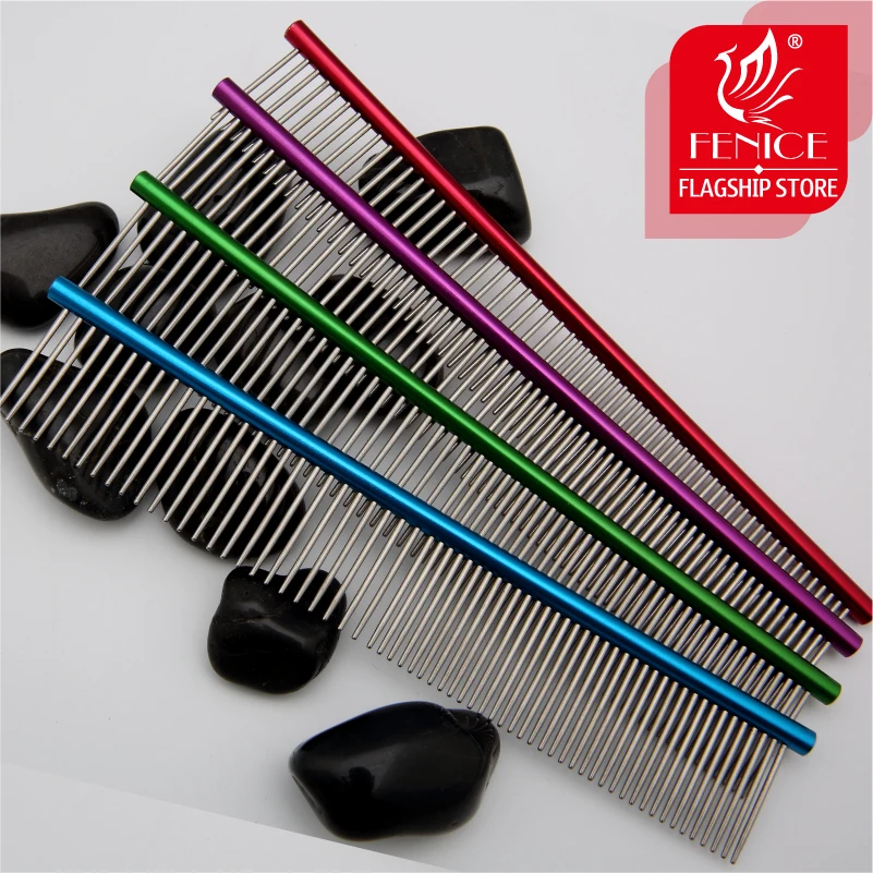 Fenice High Quality Dog Comb in Hair Combs Professional Steel Grooming Comb Dog Cat Cleaning Brush