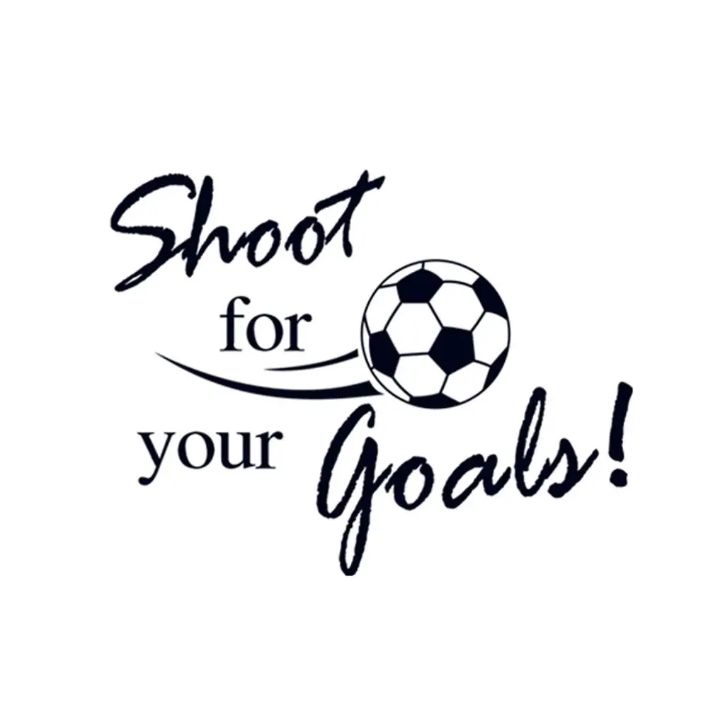 Flying Football Shoot For Your Goal Wall Sticker English Letters Home Decals Stickers For Kids Room Living Room Decor Mural